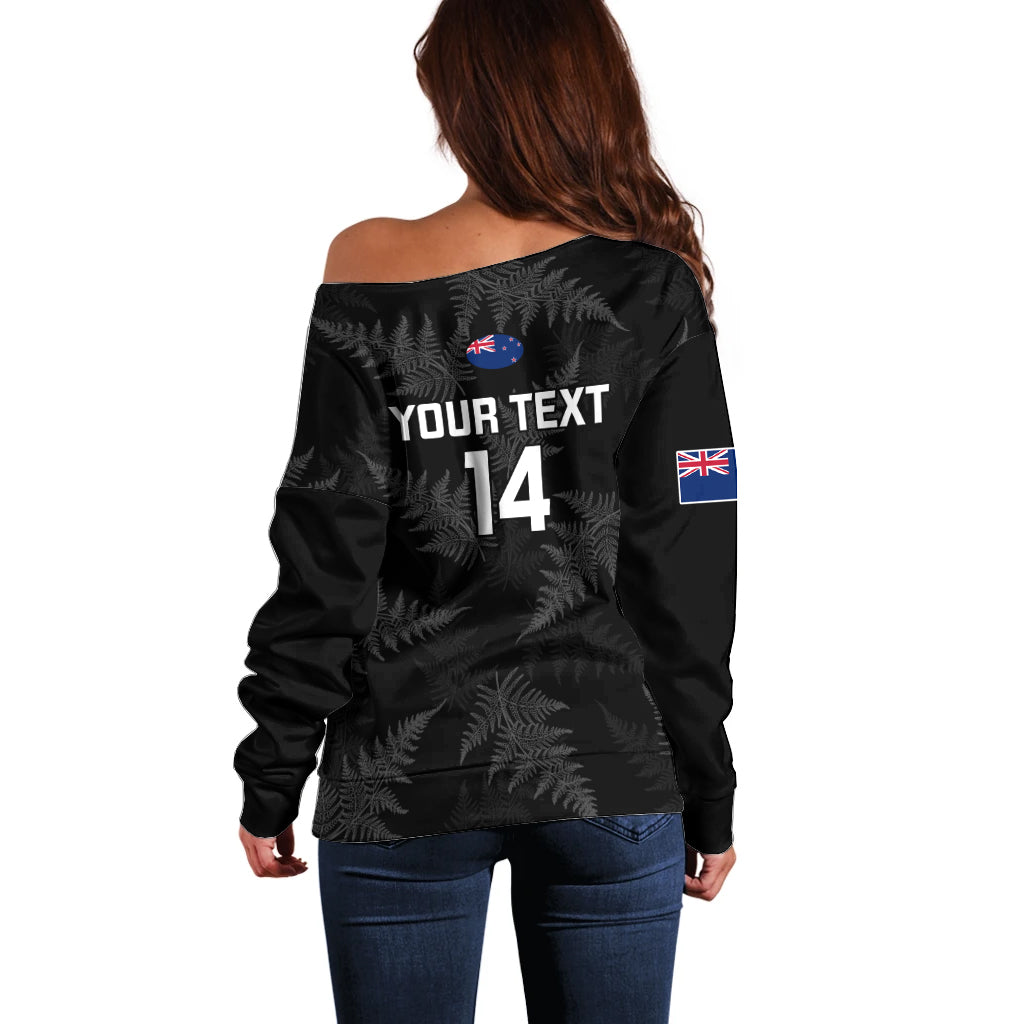 Custom New Zealand Silver Fern Rugby Off Shoulder Sweater 2023 Go Aotearoa Champions World Cup - Wonder Print Shop