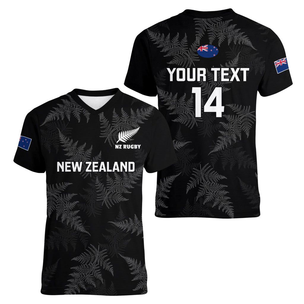 Custom New Zealand Silver Fern Rugby Women V Neck T Shirt 2023 Go Aotearoa Champions World Cup - Wonder Print Shop