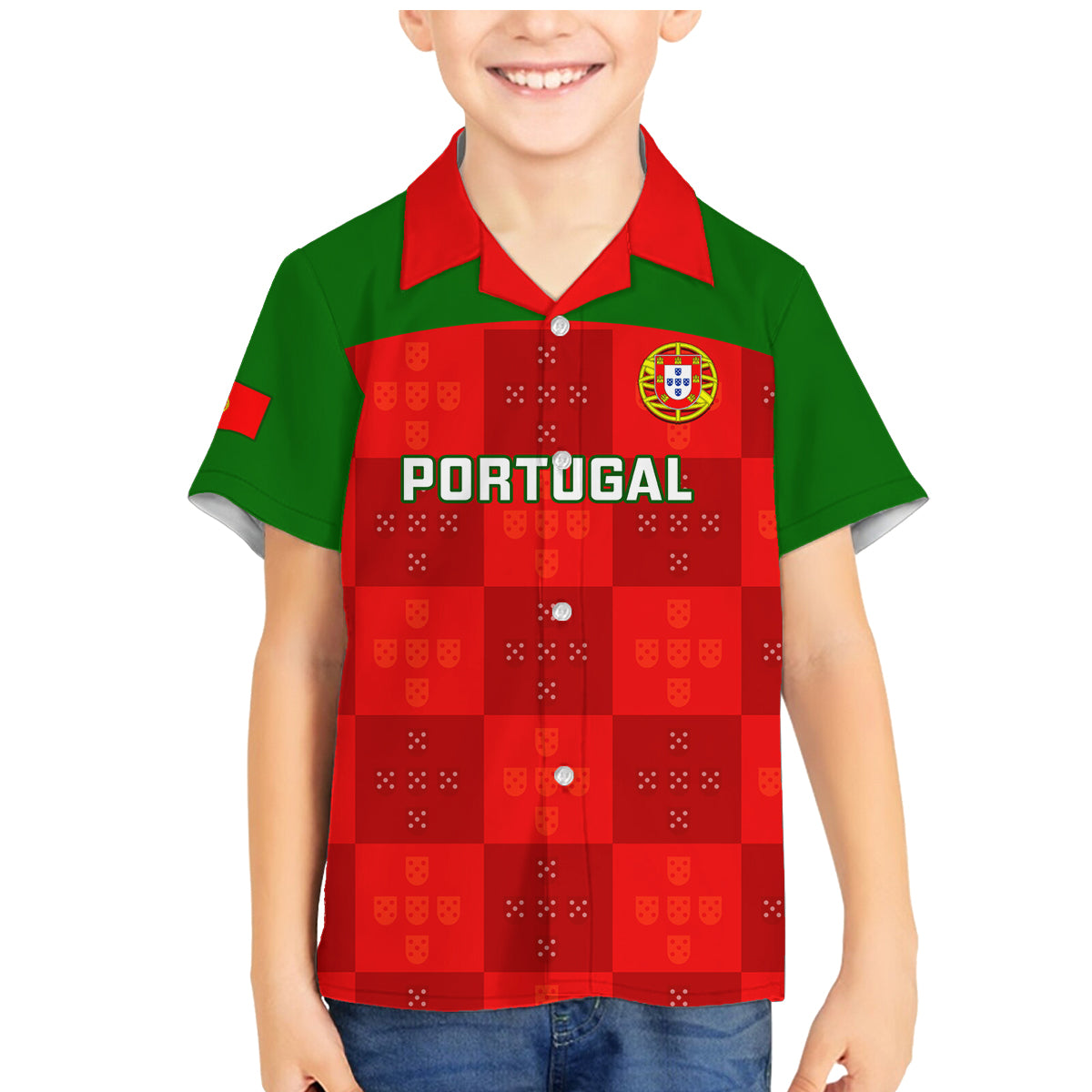 Portugal Rugby Family Matching Mermaid Dress and Hawaiian Shirt Go Wolves Mix Coat Of Arms - Wonder Print Shop