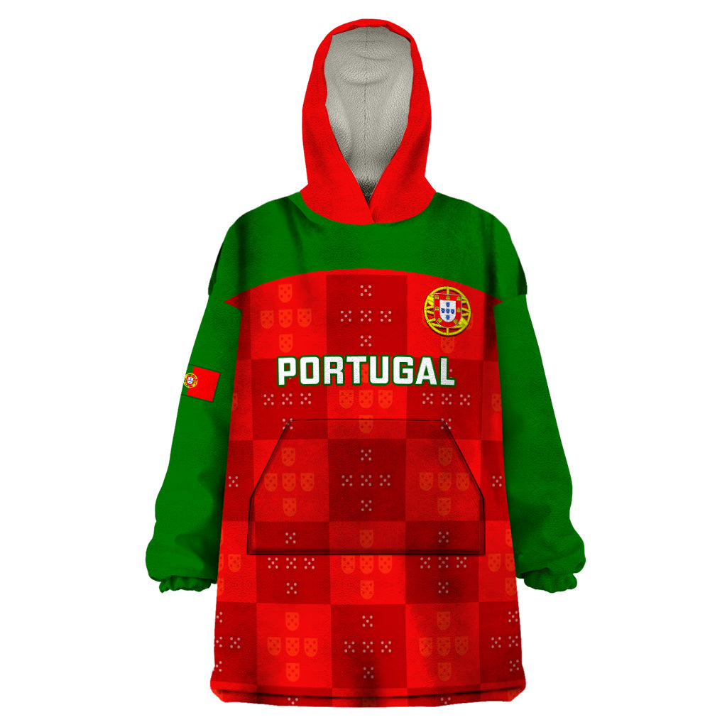 Portugal Rugby Wearable Blanket Hoodie Go Wolves Mix Coat Of Arms - Wonder Print Shop