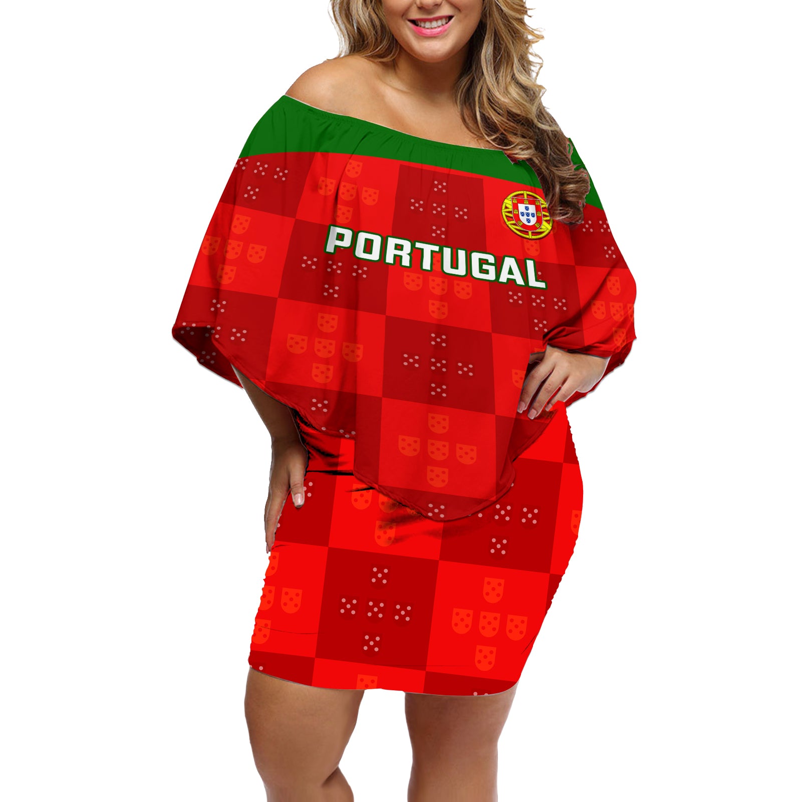 custom-portugal-rugby-off-shoulder-short-dress-go-wolves-mix-coat-of-arms