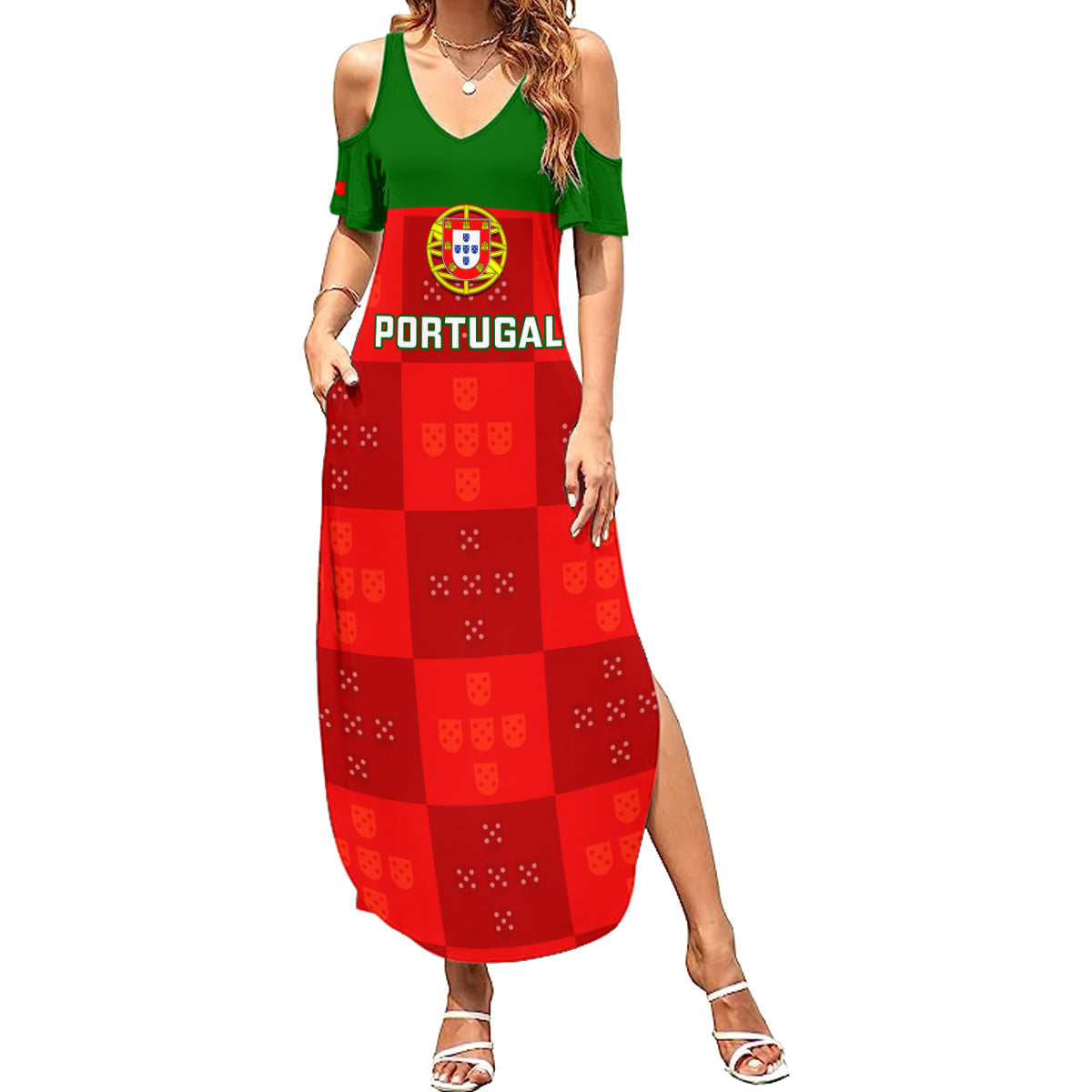 custom-portugal-rugby-summer-maxi-dress-go-wolves-mix-coat-of-arms