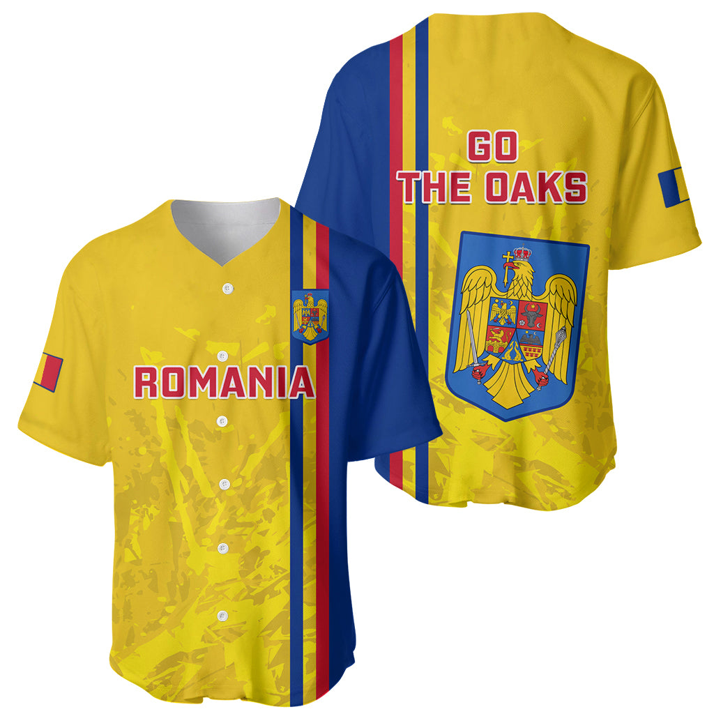 Romania Rugby Baseball Jersey Go The Oaks Grunge Style - Wonder Print Shop