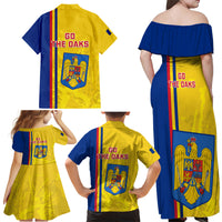 Romania Rugby Family Matching Off Shoulder Maxi Dress and Hawaiian Shirt Go The Oaks Grunge Style - Wonder Print Shop