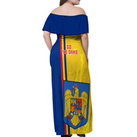 Romania Rugby Off Shoulder Maxi Dress Go The Oaks Grunge Style - Wonder Print Shop
