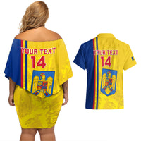 Custom Romania Rugby Couples Matching Off Shoulder Short Dress and Hawaiian Shirt Go The Oaks Grunge Style - Wonder Print Shop