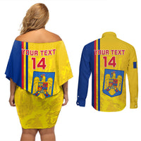 Custom Romania Rugby Couples Matching Off Shoulder Short Dress and Long Sleeve Button Shirts Go The Oaks Grunge Style - Wonder Print Shop