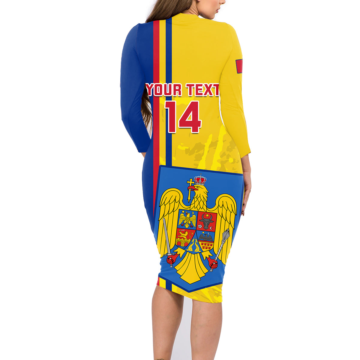 Custom Romania Rugby Family Matching Long Sleeve Bodycon Dress and Hawaiian Shirt Go The Oaks Grunge Style - Wonder Print Shop