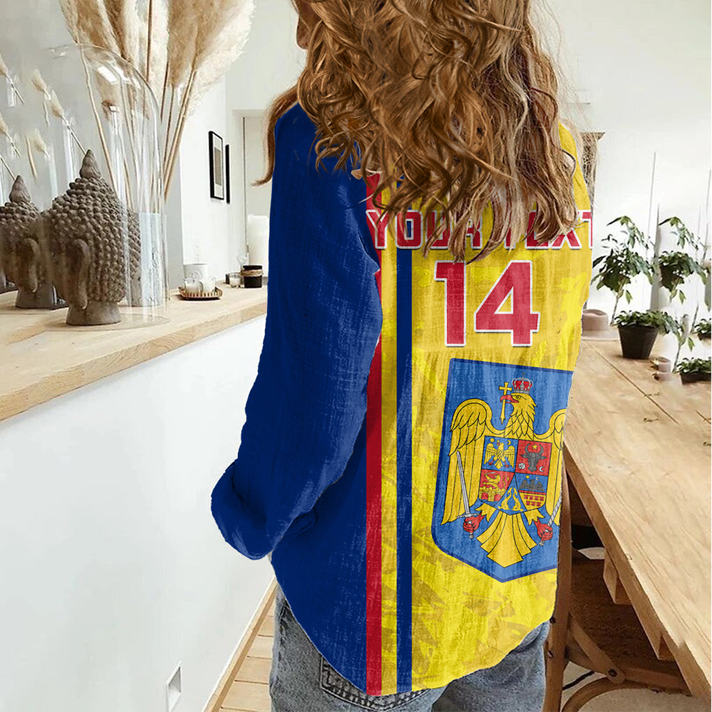 Custom Romania Rugby Women Casual Shirt Go The Oaks Grunge Style - Wonder Print Shop