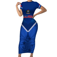 Samoa Rugby Short Sleeve Bodycon Dress 2023 Go Manu Samoa - Wonder Print Shop