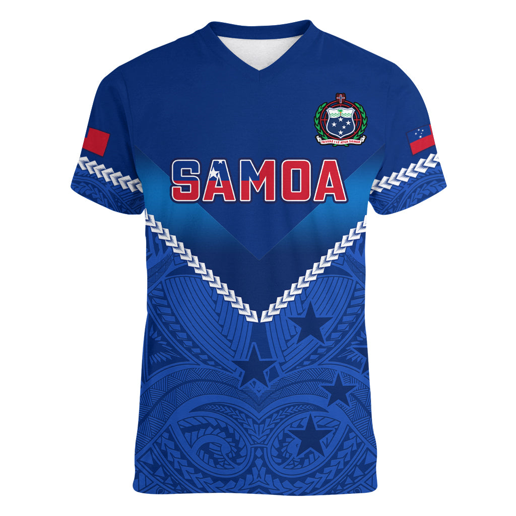 Samoa Rugby Women V Neck T Shirt 2023 Go Manu Samoa - Wonder Print Shop