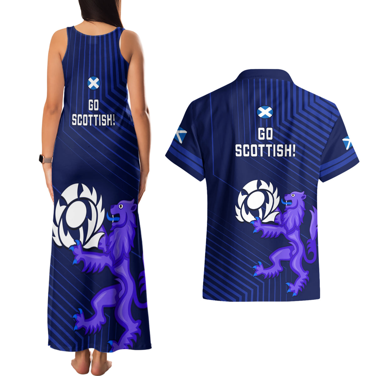 Scotland Rugby Couples Matching Tank Maxi Dress and Hawaiian Shirt 2023 Go Scottish - Wonder Print Shop