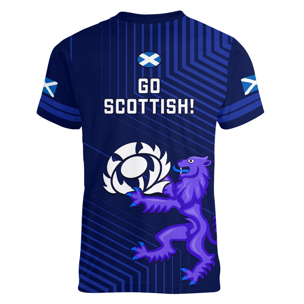Scotland Rugby Women V Neck T Shirt 2023 Go Scottish World Cup - Wonder Print Shop
