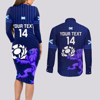Custom Scotland Rugby Couples Matching Long Sleeve Bodycon Dress and Long Sleeve Button Shirts 2023 Go Scottish - Wonder Print Shop