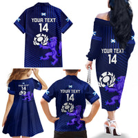 Custom Scotland Rugby Family Matching Off Shoulder Long Sleeve Dress and Hawaiian Shirt 2023 Go Scottish - Wonder Print Shop