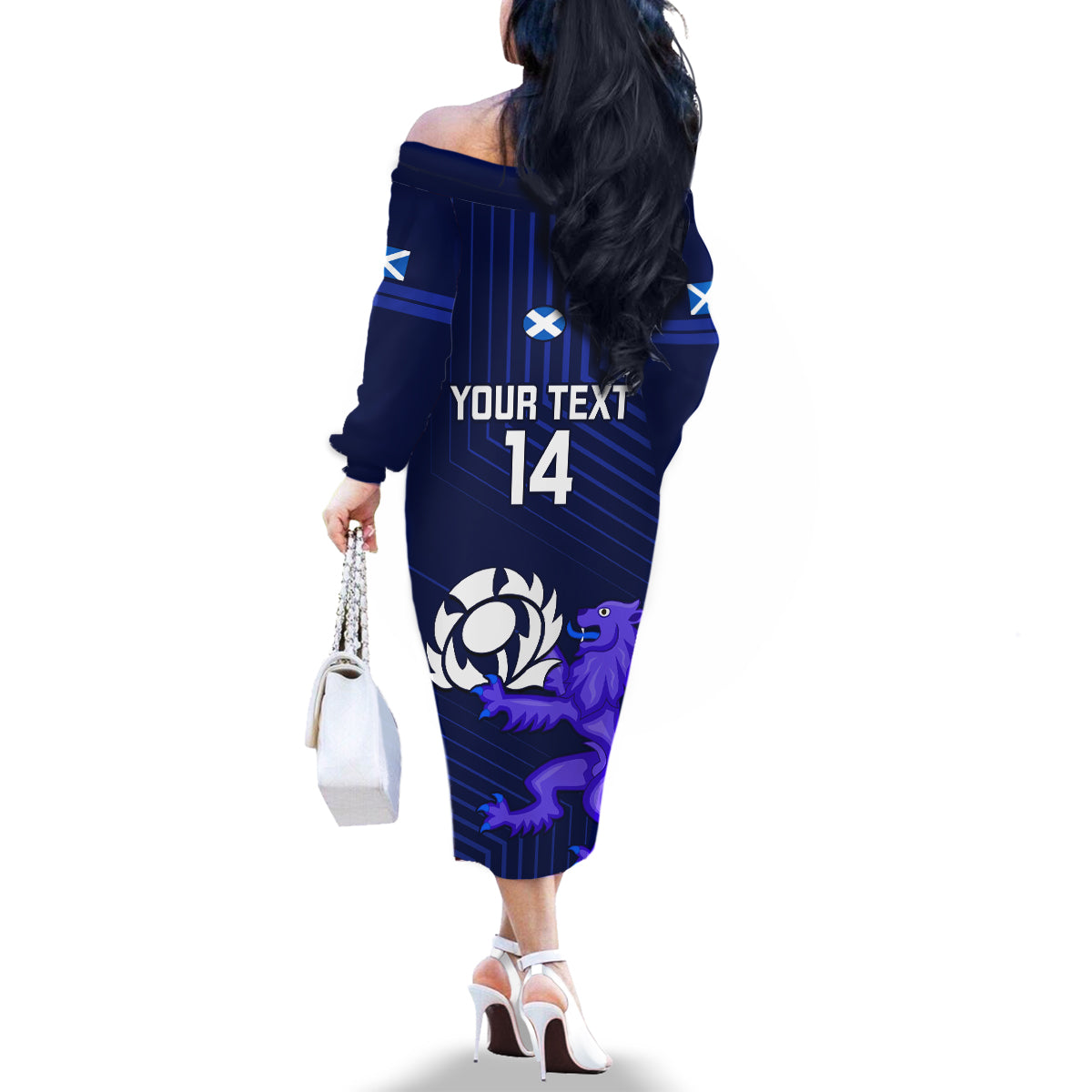 Custom Scotland Rugby Family Matching Off Shoulder Long Sleeve Dress and Hawaiian Shirt 2023 Go Scottish - Wonder Print Shop