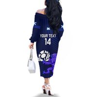 Custom Scotland Rugby Family Matching Off Shoulder Long Sleeve Dress and Hawaiian Shirt 2023 Go Scottish - Wonder Print Shop