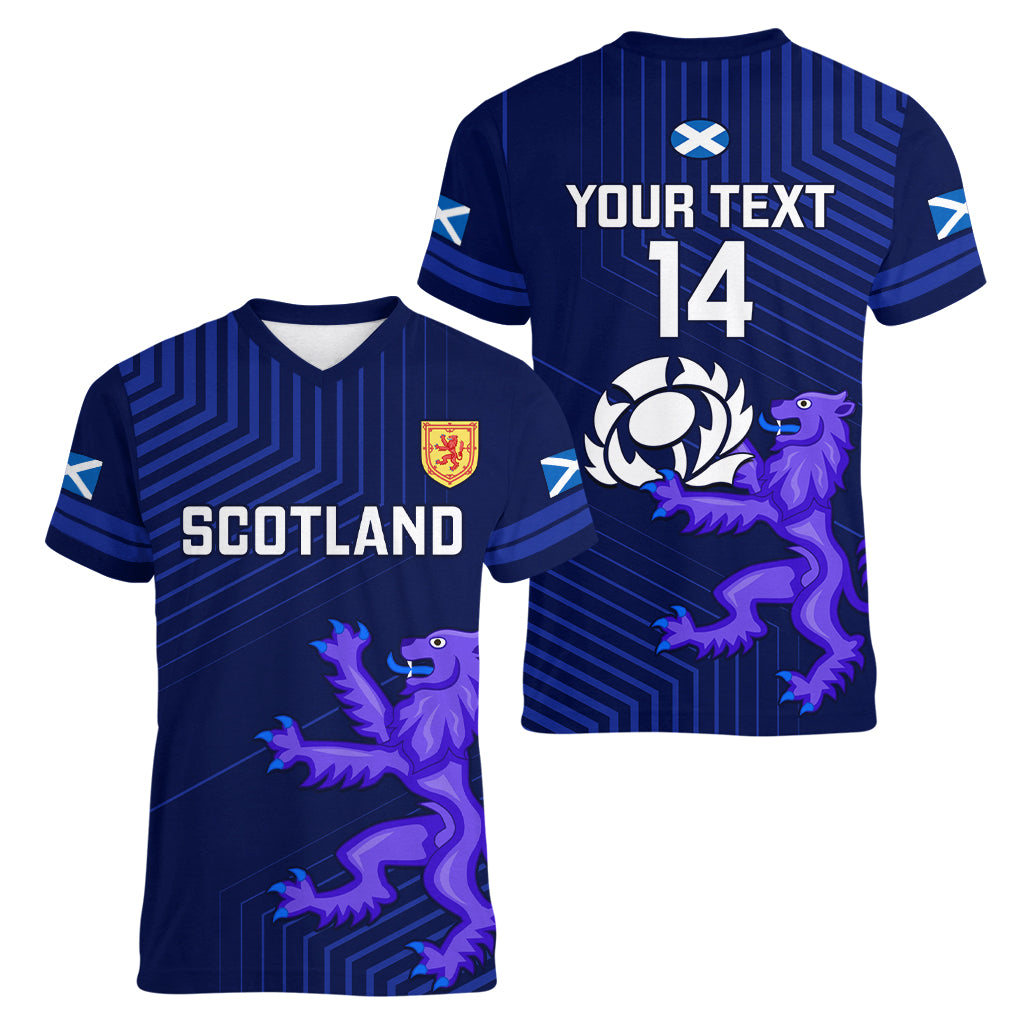 Custom Scotland Rugby Women V Neck T Shirt 2023 Go Scottish - Wonder Print Shop