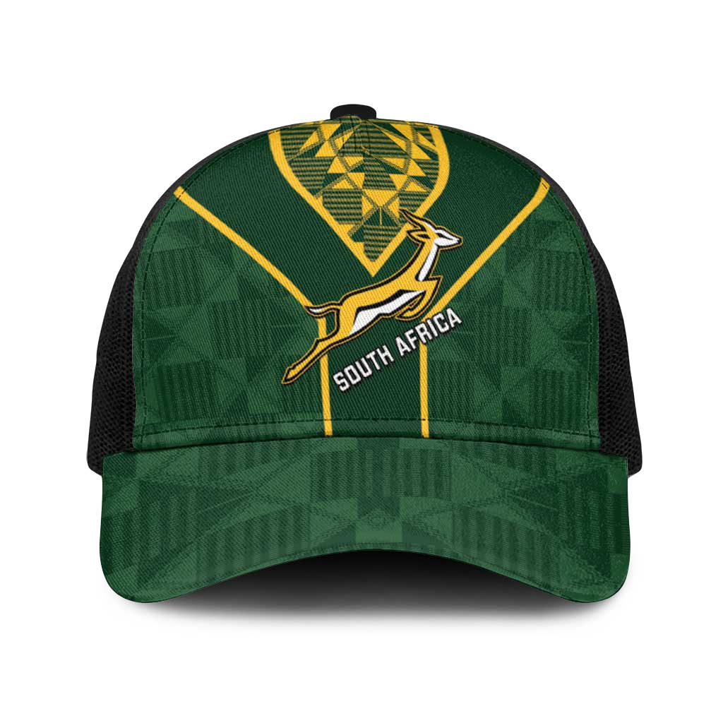 South Africa Rugby Baseball Net Cap Go Champions Springboks Kente Pattern
