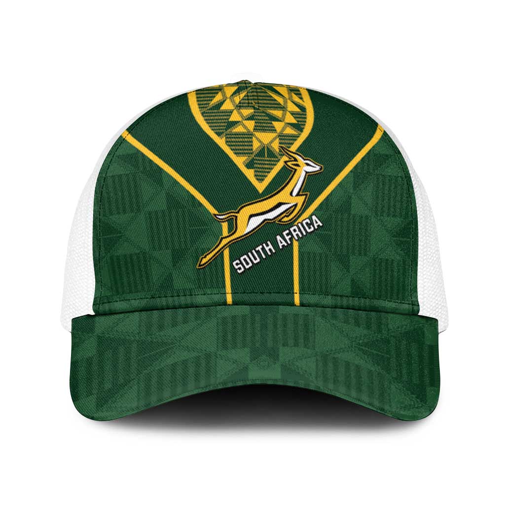 South Africa Rugby Baseball Net Cap Go Champions Springboks Kente Pattern