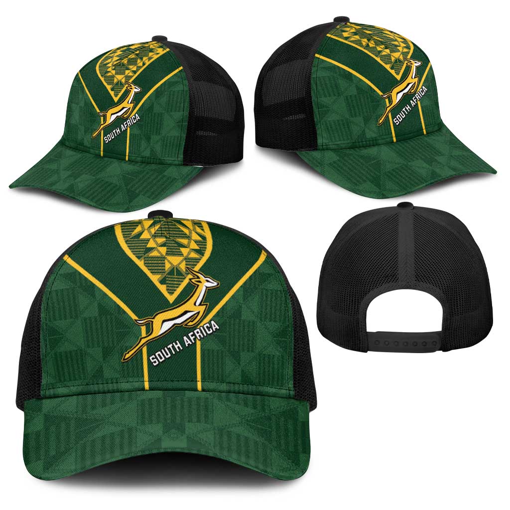 South Africa Rugby Baseball Net Cap Go Champions Springboks Kente Pattern