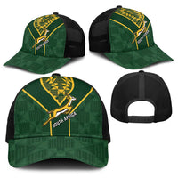 South Africa Rugby Baseball Net Cap Go Champions Springboks Kente Pattern