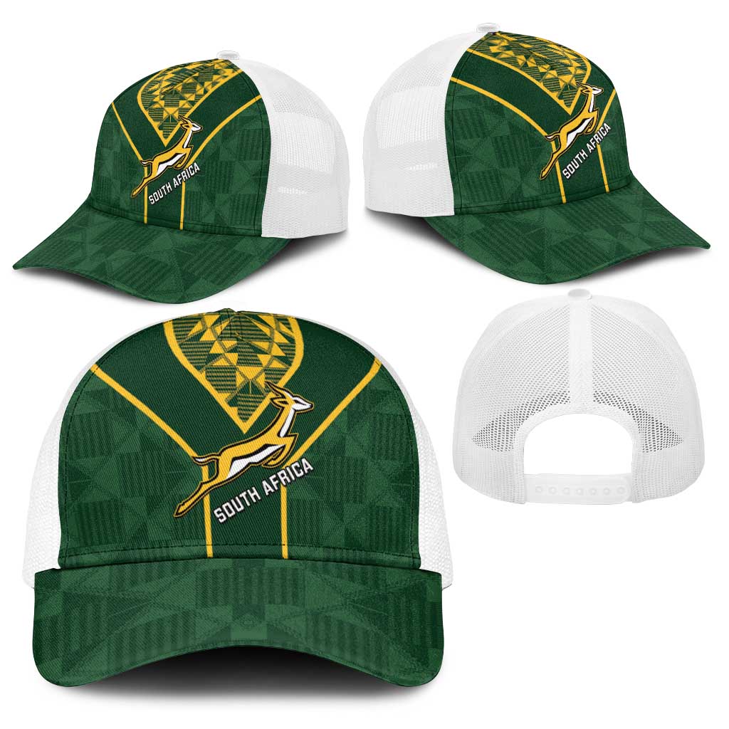 South Africa Rugby Baseball Net Cap Go Champions Springboks Kente Pattern