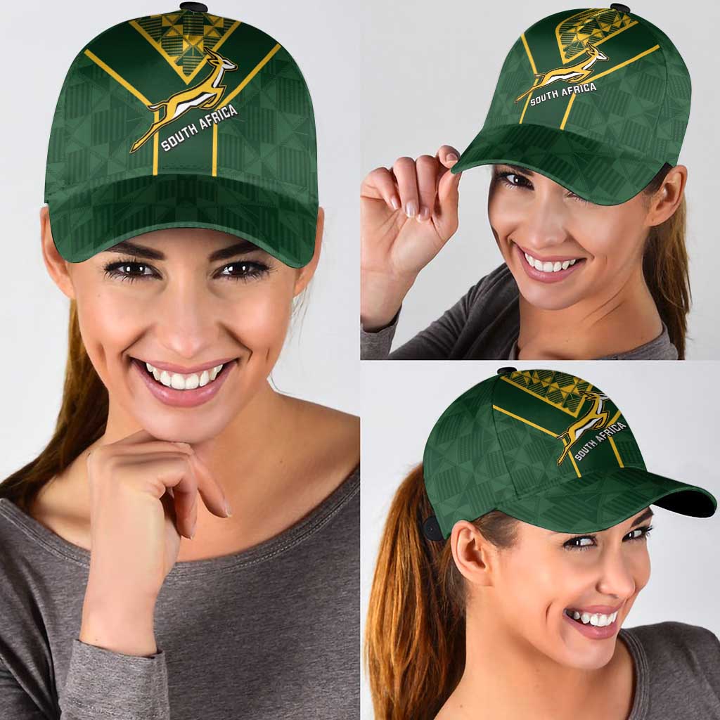 South Africa Rugby Classic Cap Go Champions Springboks Kente Pattern