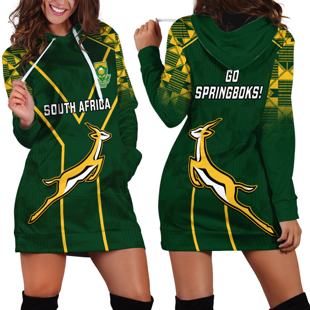 South Africa Rugby Hoodie Dress 2023 Go Champions World Cup Springboks - Wonder Print Shop