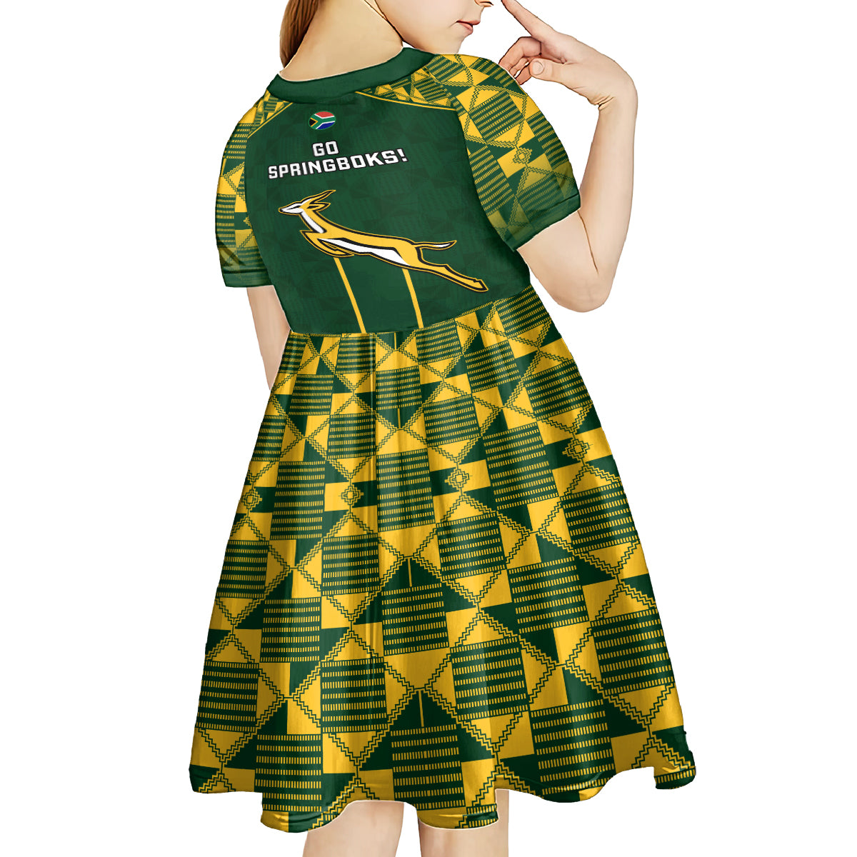 South Africa Rugby Kid Short Sleeve Dress 2023 Go Champions World Cup Springboks - Wonder Print Shop