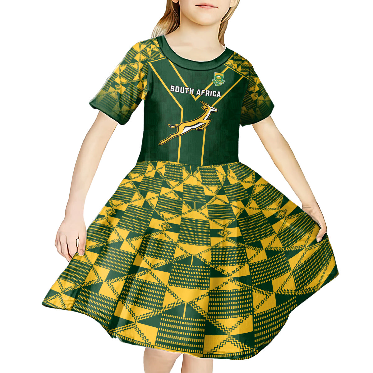 South Africa Rugby Kid Short Sleeve Dress 2023 Go Champions World Cup Springboks - Wonder Print Shop