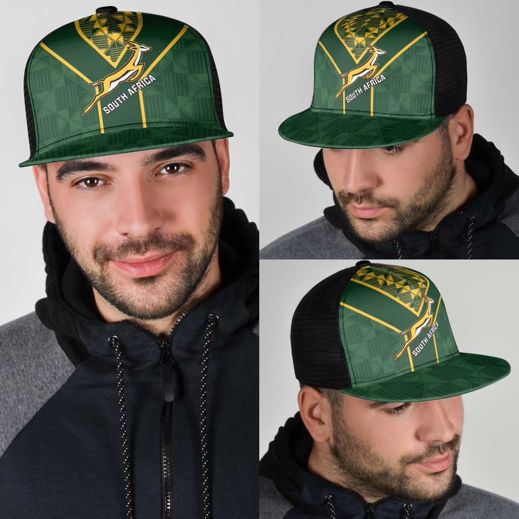 South Africa Rugby Mesh Trucker Cap Go Champions Springboks Kente Pattern