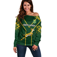 South Africa Rugby Off Shoulder Sweater 2023 Go Champions World Cup Springboks - Wonder Print Shop