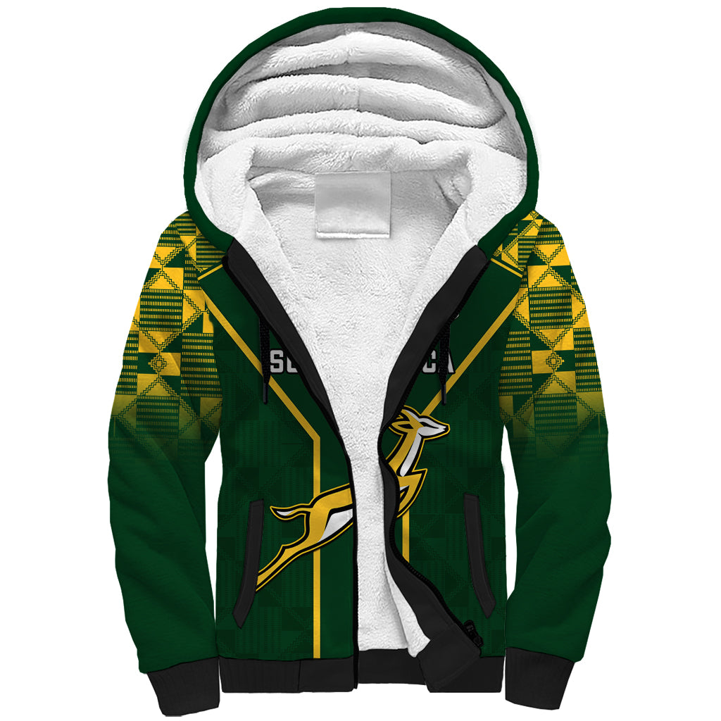 Personalised South Africa Rugby Sherpa Hoodie 2023 Go Springboks World Cup - Wonder Print Shop