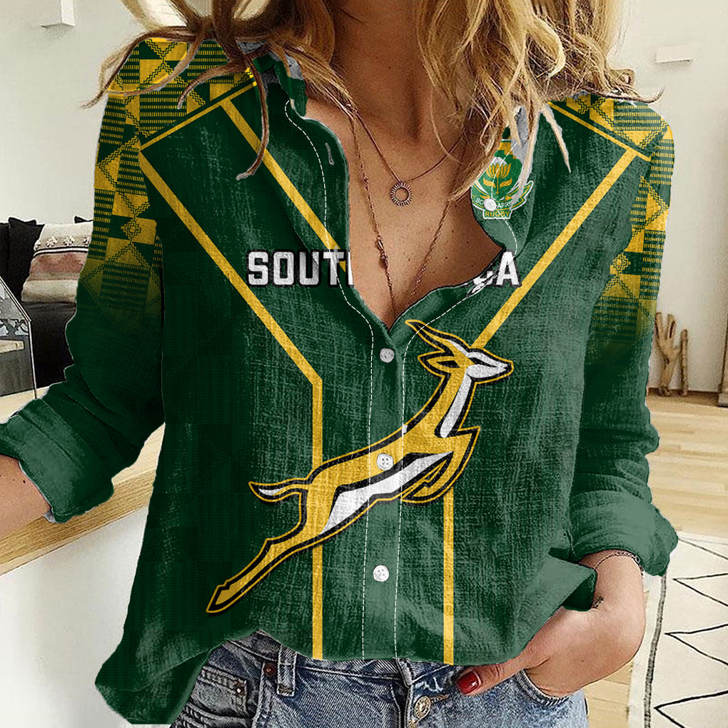 South Africa Rugby Women Casual Shirt 2023 Go Springboks World Cup - Wonder Print Shop
