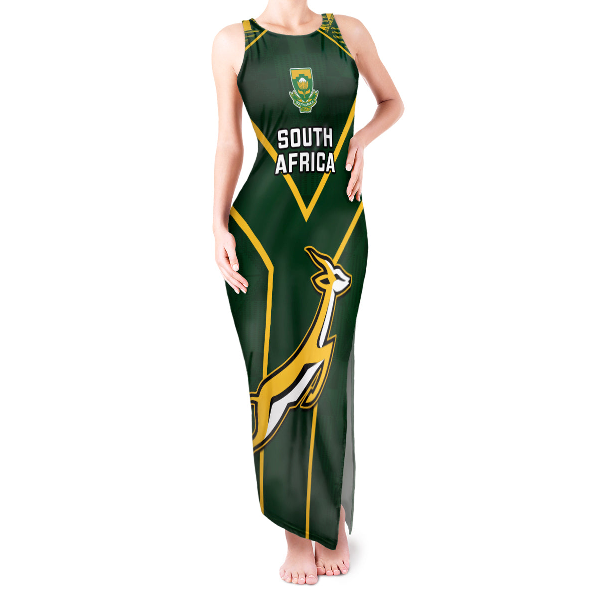 Custom South Africa Rugby Tank Maxi Dress 2023 Go Champions World Cup Springboks - Wonder Print Shop