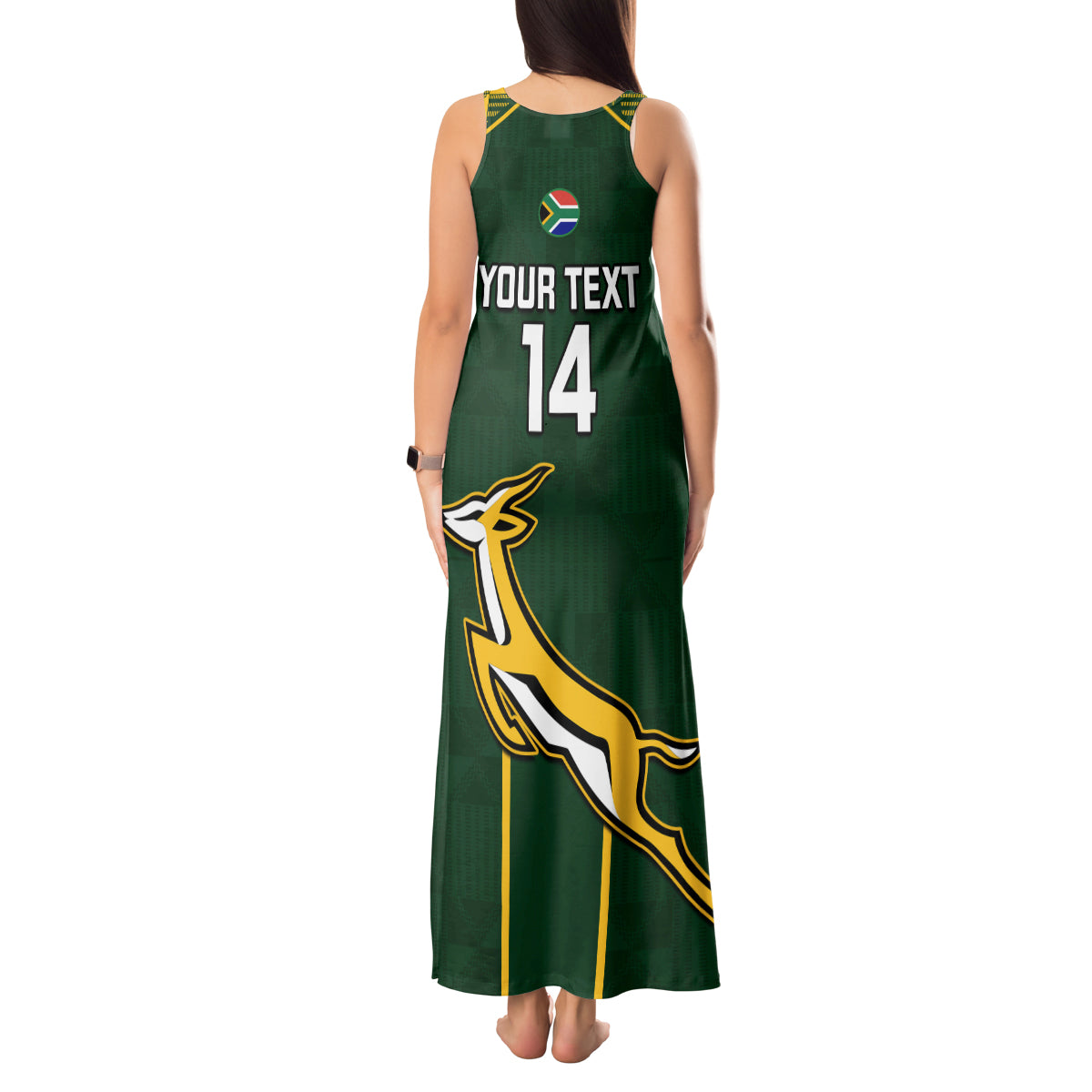 Custom South Africa Rugby Tank Maxi Dress 2023 Go Champions World Cup Springboks - Wonder Print Shop