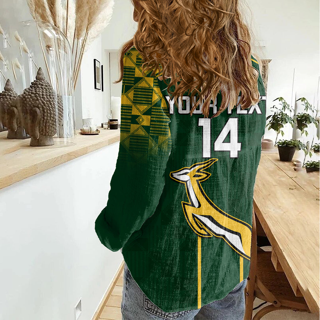 Custom South Africa Rugby Women Casual Shirt 2023 Go Springboks World Cup - Wonder Print Shop