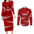 Tonga Rugby Couples Matching Long Sleeve Bodycon Dress and Long Sleeve Button Shirts 2023 Ikale Tahi Tongan Ngatu Pattern - Wonder Print Shop
