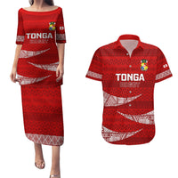 Tonga Rugby Couples Matching Puletasi Dress and Hawaiian Shirt 2023 Ikale Tahi Tongan Ngatu Pattern - Wonder Print Shop