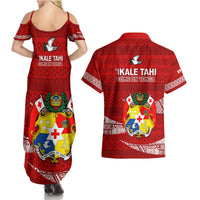 Tonga Rugby Couples Matching Summer Maxi Dress and Hawaiian Shirt 2023 Ikale Tahi Tongan Ngatu Pattern - Wonder Print Shop