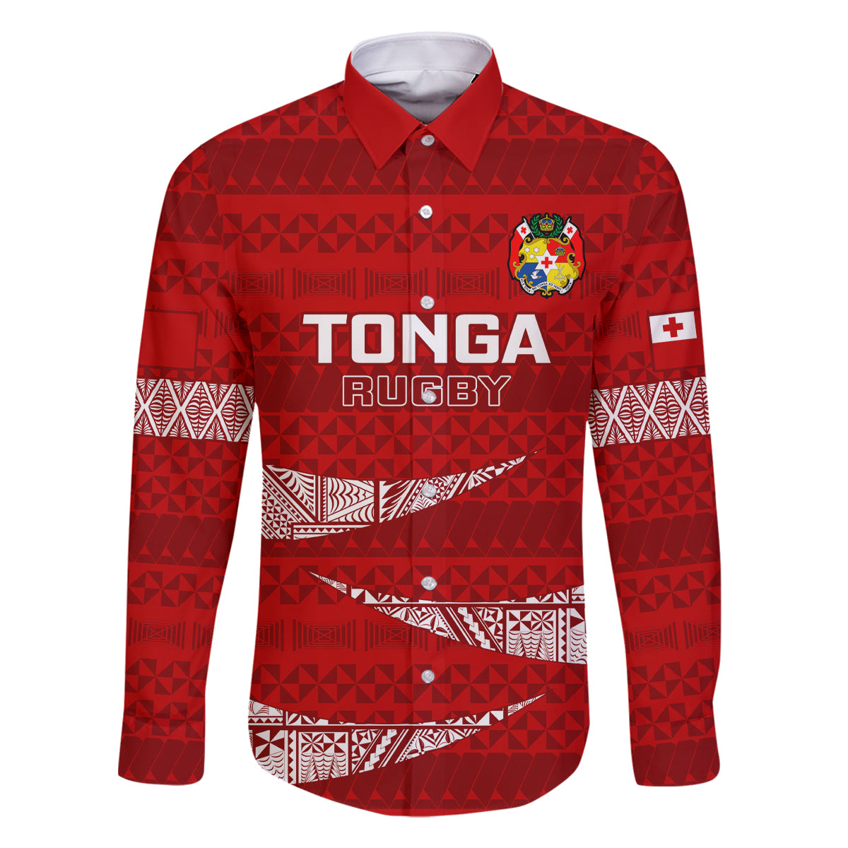 Tonga Rugby Family Matching Long Sleeve Bodycon Dress and Hawaiian Shirt 2023 Ikale Tahi Tongan Ngatu Pattern - Wonder Print Shop