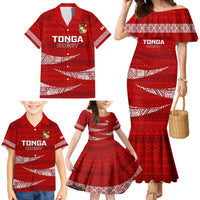 Tonga Rugby Family Matching Mermaid Dress and Hawaiian Shirt 2023 Ikale Tahi Tongan Ngatu Pattern - Wonder Print Shop