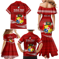 Tonga Rugby Family Matching Mermaid Dress and Hawaiian Shirt 2023 Ikale Tahi Tongan Ngatu Pattern - Wonder Print Shop