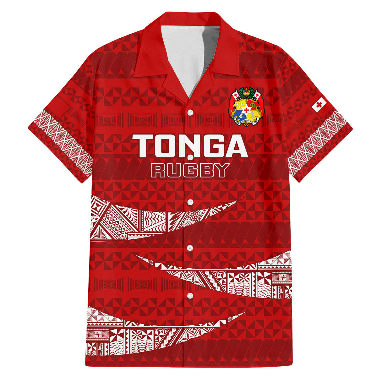 Tonga Rugby Family Matching Mermaid Dress and Hawaiian Shirt 2023 Ikale Tahi Tongan Ngatu Pattern - Wonder Print Shop
