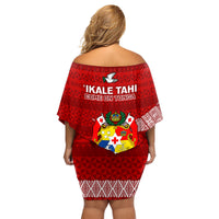 Tonga Rugby Family Matching Off Shoulder Short Dress and Hawaiian Shirt 2023 Ikale Tahi Tongan Ngatu Pattern - Wonder Print Shop