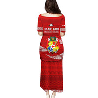Tonga Rugby Family Matching Puletasi Dress and Hawaiian Shirt 2023 Ikale Tahi Tongan Ngatu Pattern - Wonder Print Shop