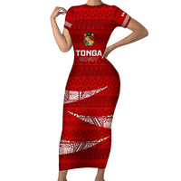 Tonga Rugby Family Matching Short Sleeve Bodycon Dress and Hawaiian Shirt 2023 Ikale Tahi Tongan Ngatu Pattern - Wonder Print Shop