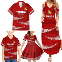 Tonga Rugby Family Matching Summer Maxi Dress and Hawaiian Shirt 2023 Ikale Tahi Tongan Ngatu Pattern - Wonder Print Shop