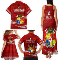 Tonga Rugby Family Matching Tank Maxi Dress and Hawaiian Shirt 2023 Ikale Tahi Tongan Ngatu Pattern - Wonder Print Shop